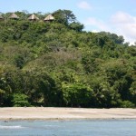 View of the beach from the water.